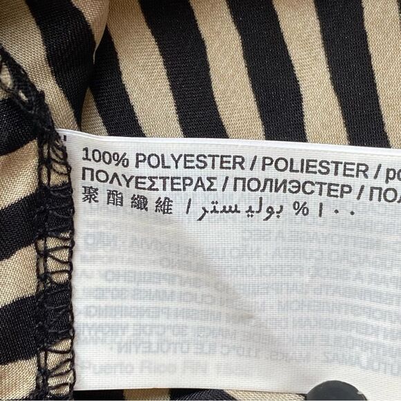 NWT Mango Mondrian Black and Tan Satin Bias Striped Midi Dress 6 - Picture 11 of 15